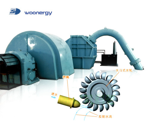 500-3000 r/min hız aralığı ile özel Pelton Tipi Turbine Jeneratörü