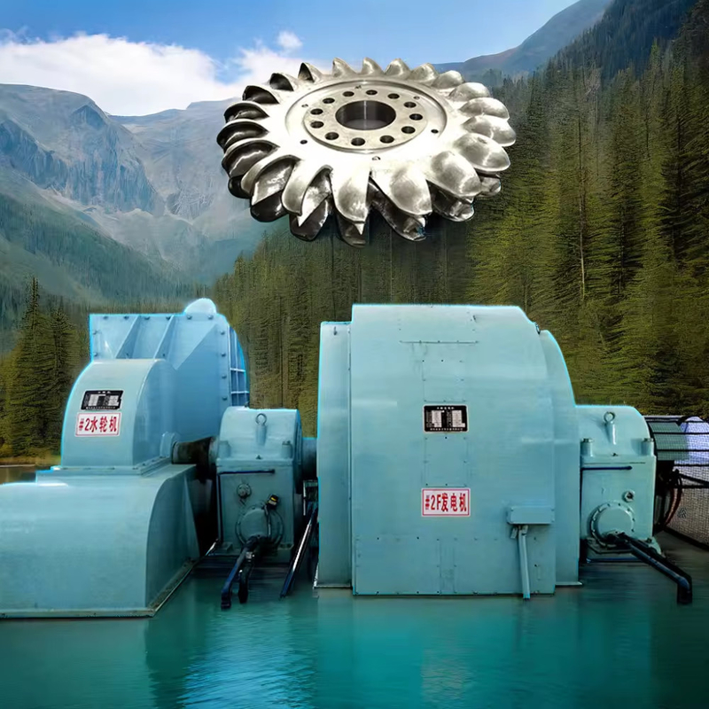 Yüksek Voltajlı Pelton Hidrolik Turbin Jeneratörü 6-10kV Adlık Voltaj 500-3000r/min Hava/Yağ Soğutma